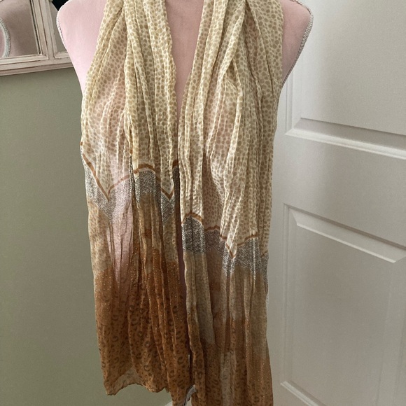 NICOLE MARCIANO, AMBER AND CREAM SCARF, VINTAGE - Picture 2 of 9